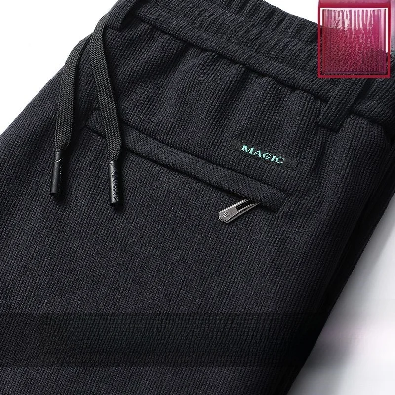 

Thiened Corduroy Men's Casual Pants Autumn Winter Outerwear Warm Long Trousers Loose Fit Straight Leg Elastic Waist Faion...