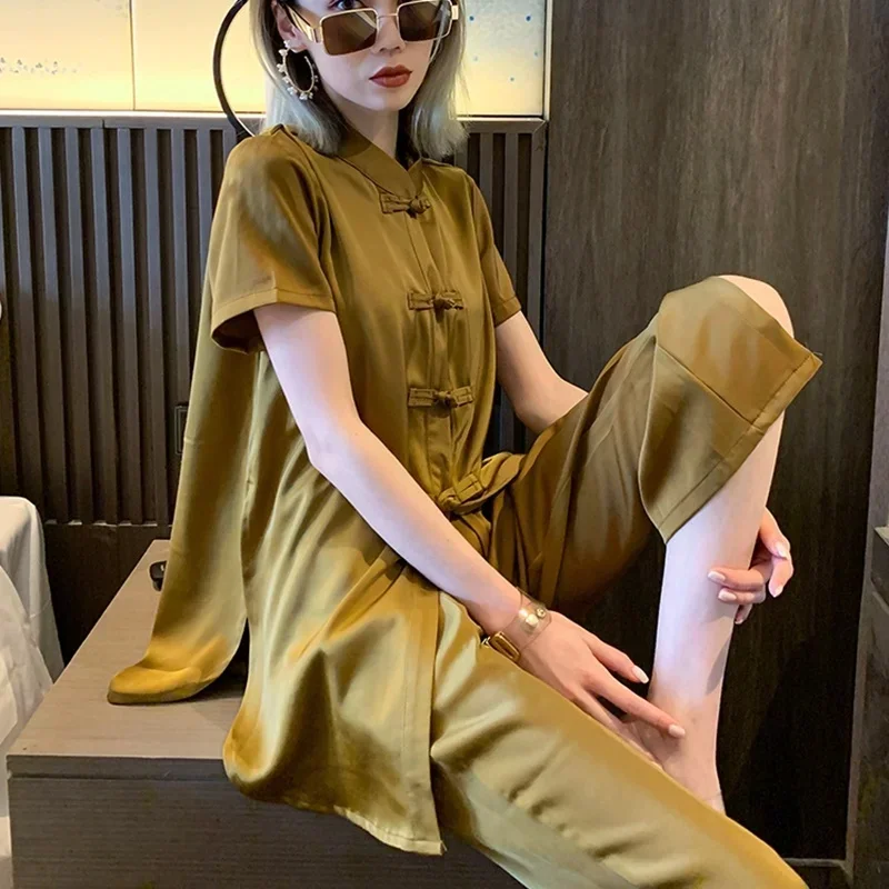 Abbigliamento tradizionale cinese per le donne Wushu Kung Fu Uniforme femminile Pantaloni da yoga Vestito Hanfu Tai Chi Meditazione Zen 10224 MN11