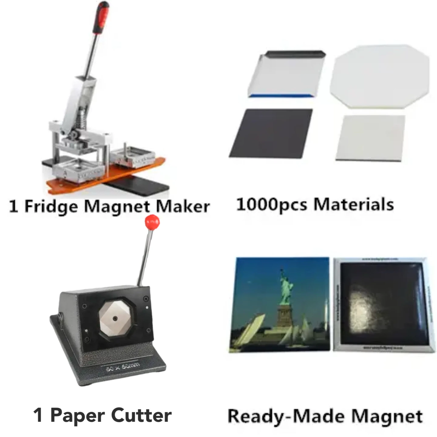 Imagem -02 - Rectangle Fridge Magnet Maker Machine Kit Geladeira Que Faz a Máquina Cortador de Papel Materiais do Ímã do Refrigerador 63.5x63.5 mm