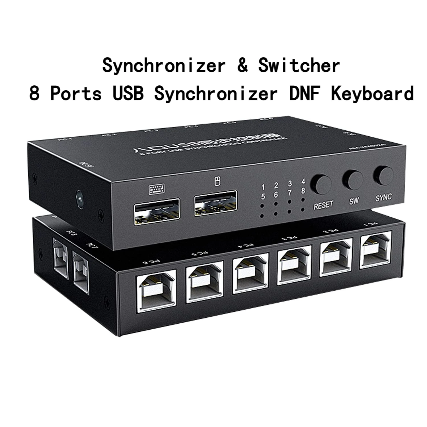 

8 Ports USB Synchronizer DNF Keyboard Mouse USB Shared Display Synchronization Controller KVM Switcher Metal Shell Plug & Play