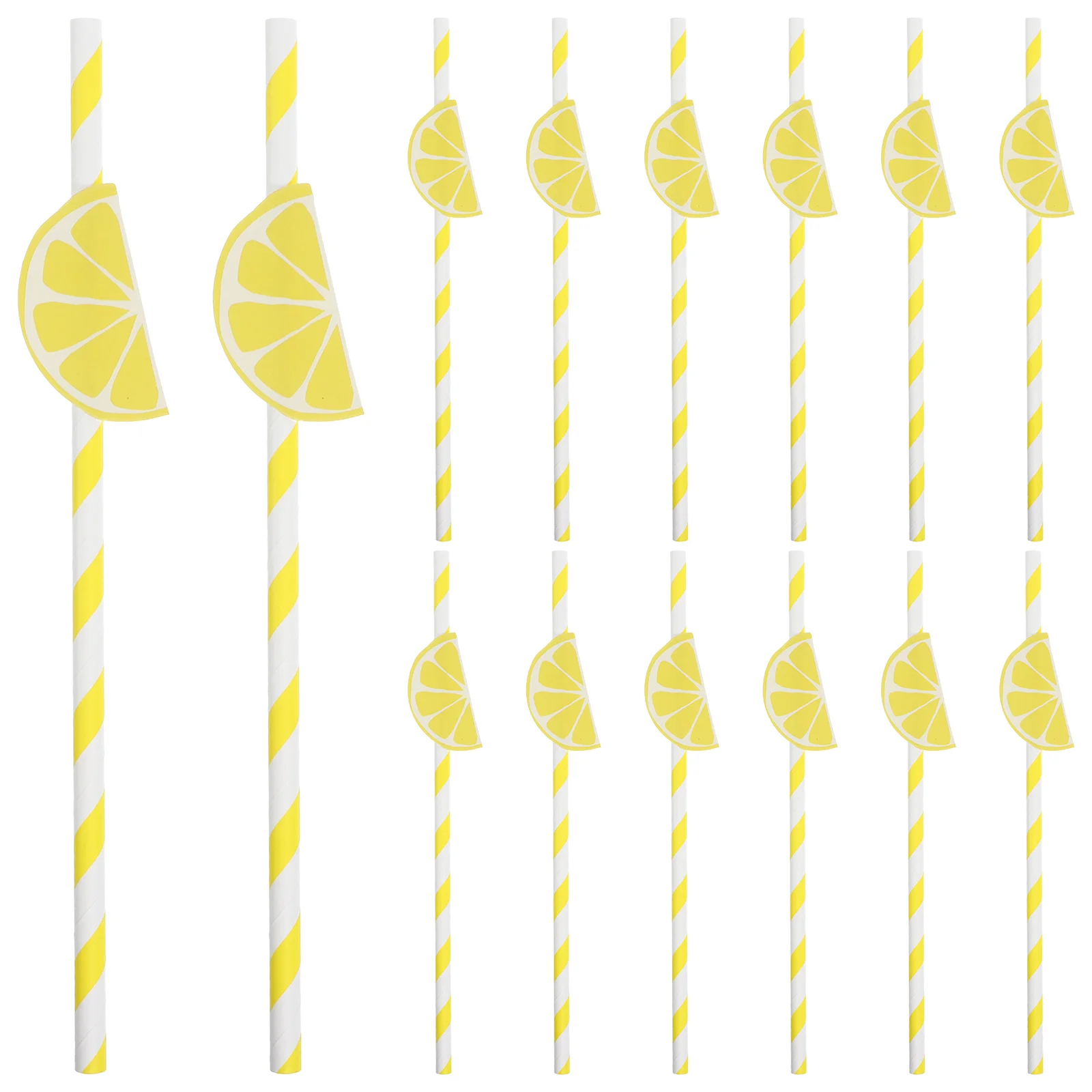 

20 Pcs Lemon Paper Straws Straight Drinking Cocktail for Drinks Coffee Stripe 1970X400X100CM Bachelorette Party Yellow