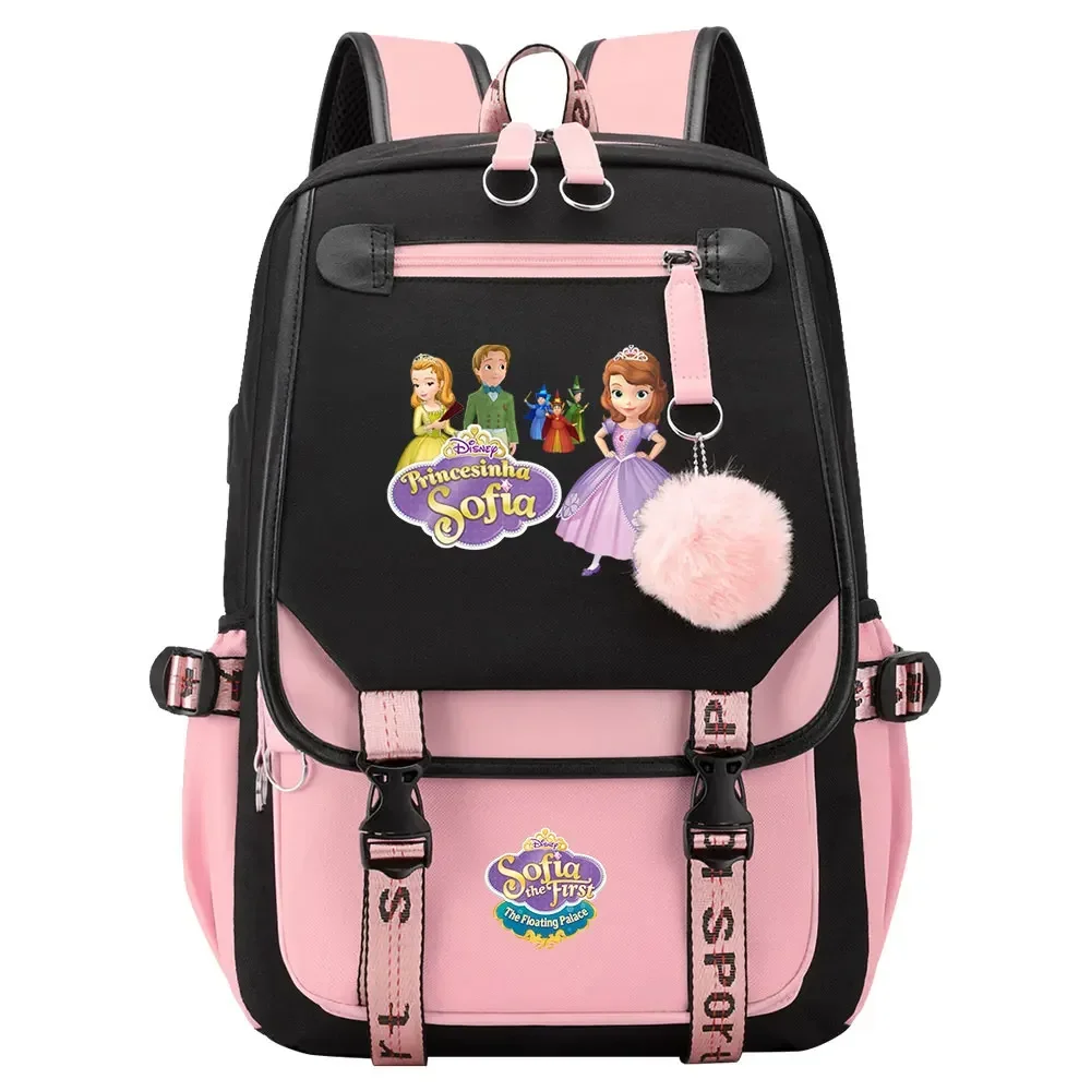 Sofia Prinses Jongens Meisjes Kinderen School Boekentassen Vrouwen Usb Bagpack Tieners Canvas Laptop Reizen Student Rugzak