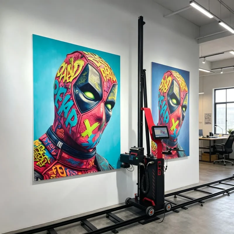 3D 5D UV Wall Painting Printer Vertical Inkjet 1440dpi With Color Calibration For Interior Exterior Decoration Customized