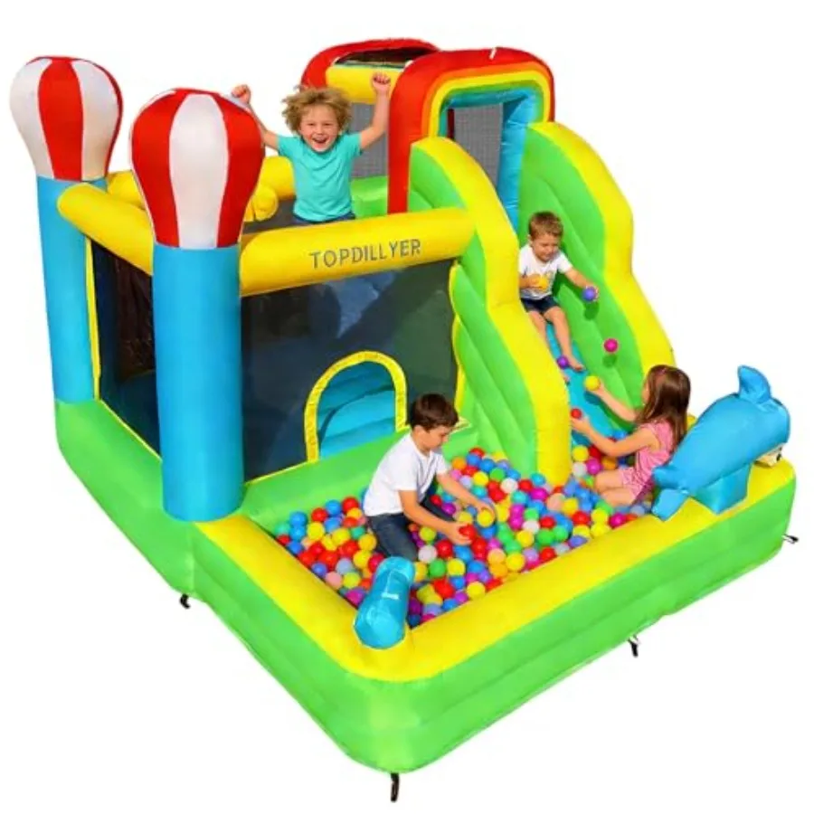 

Надувная водная горка-батут для двора, улицы и дома, для вечеринок, 3-10 лет, с бассейном, скалодромом и батутом, сине-красная