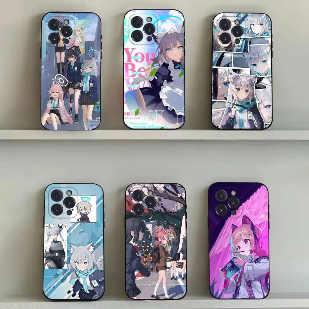 

Blue A-Archive Phone Case For iPhone 16,15,14,13,12,11,Pro,Max,Plus,X,XS,SE4,E,Mini,Soft Black Case