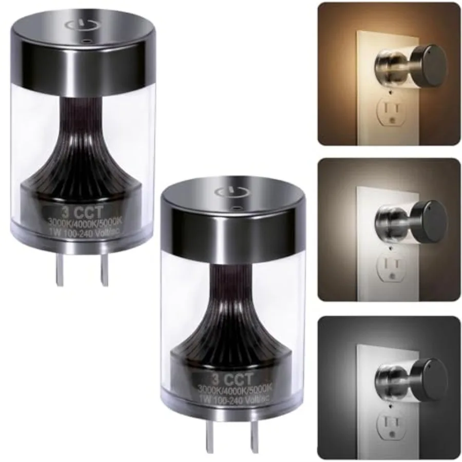 Dimmable LED Night Light Plug in Wall, Touch Control and 3-Color Temperature - Nightlight with Dusk to Dawn Sensor, IP65 Waterp