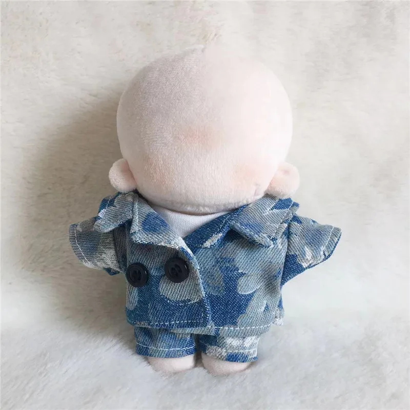 Cute Denim Coat 10cm Doll Clothes Navy Blue England Style Suit for 10cm Plush Cotton Stuffed Dolls Toy