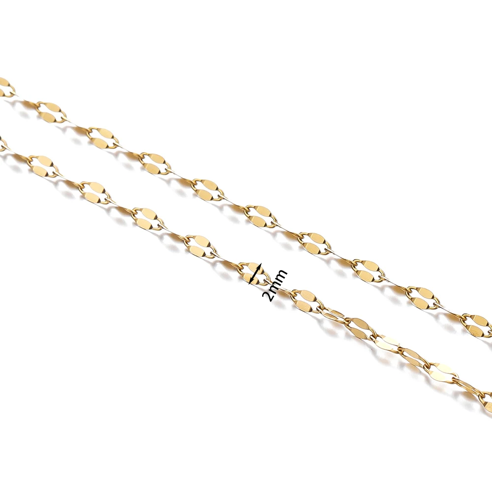 2Meters Stainless Steel Lips Chain Metal Chain Components for Handmade DIY Necklace Bracelet Anklet Jewelry Making Findings ﻿