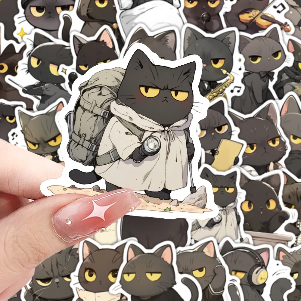 

10/63PCS Animal Anthropomorphism Cartoon Stickers Cute Black Cat Decals Toys Luggage Laptop Guitar Bike Graffiti Decoration