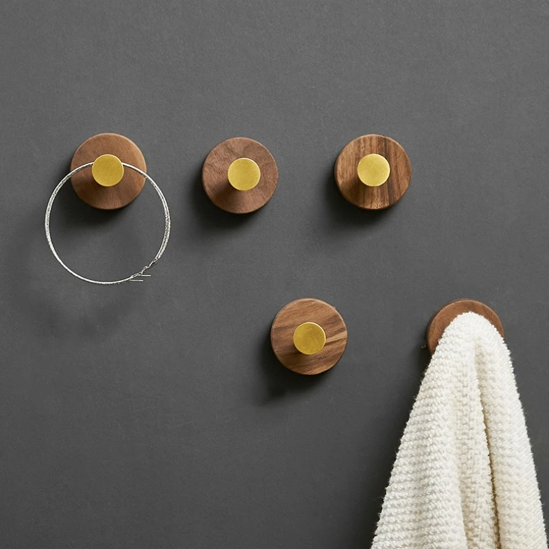 Walnut Wood Clothes Hook Bathroom Door Wall Hanging Storage Hook Wood Key Hat Organizer Hook Kitchen Decor Accessories Cocina