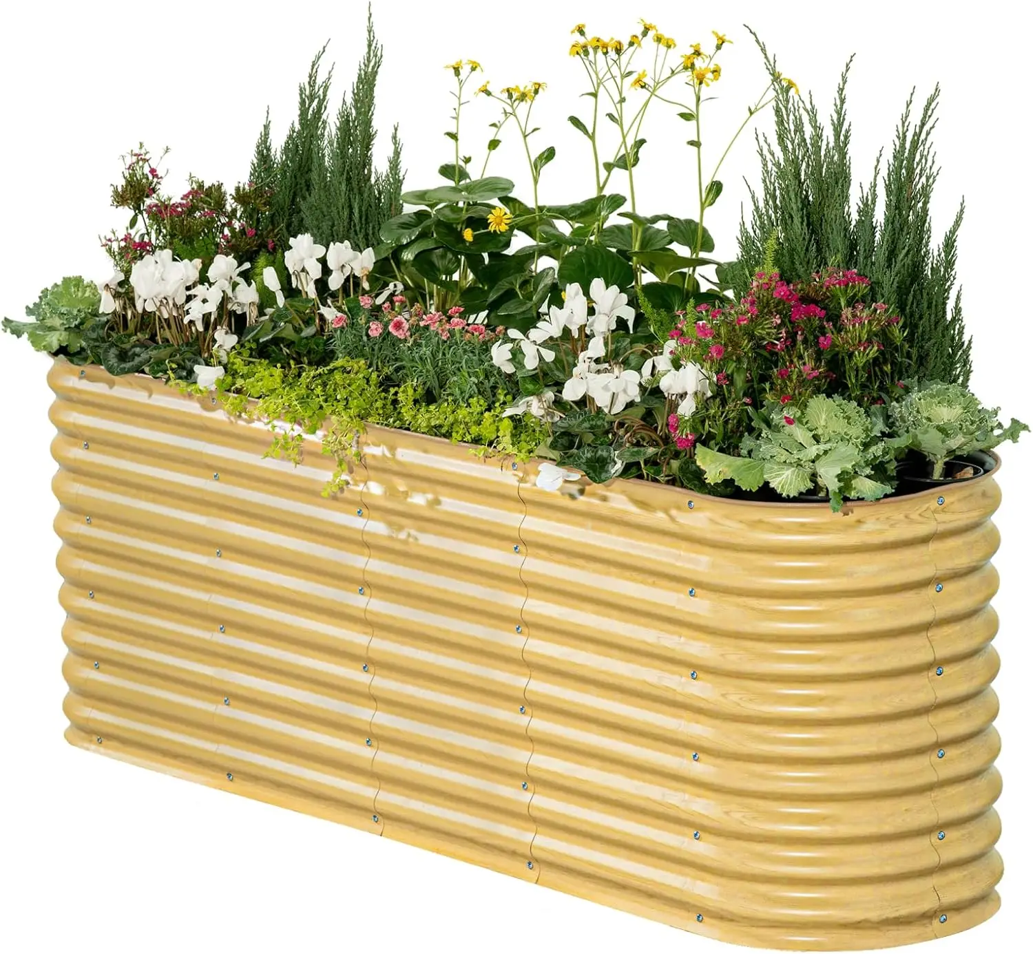 

32" Extra Tall Raised Garden Bed Kits, 9 in 1 Modular Raised Planter Box for Vegetables Flowers Fruits Oval Metal Raised Garden