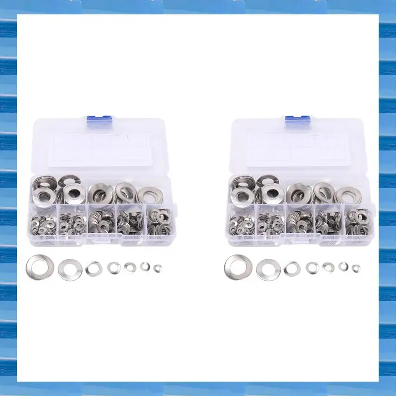

AT53 590 Pcs 304 Stainless Steel Spring 2 Wave Washer Gasket Assortment Kit (M3 M5 M6 M8 M10 M12)