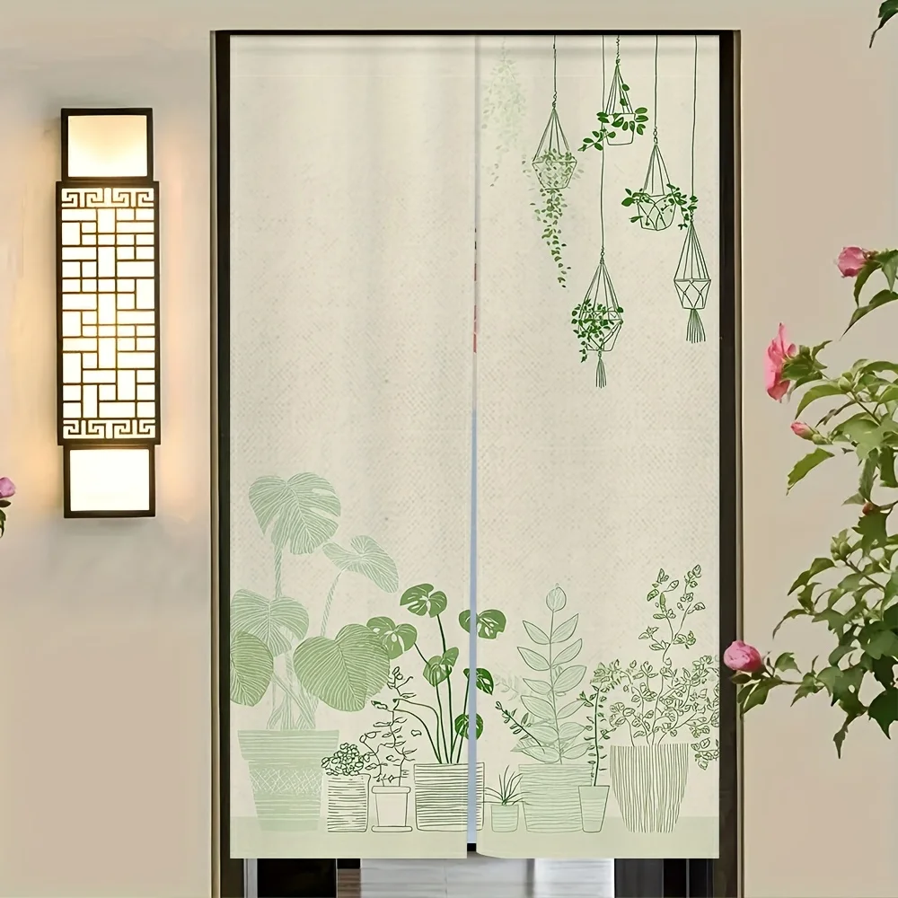 Tropical Botanical Greenery Door Curtain Room Divider Privacy Screen Boho Jungle Print Window Decor Natural Indoor Plant Life Fi