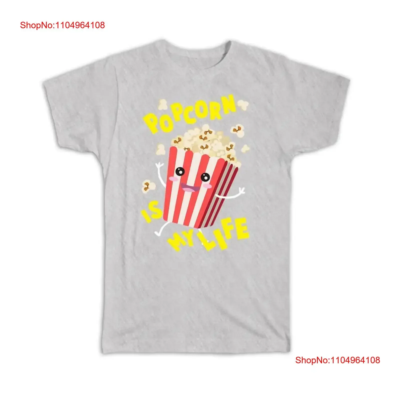 

T Shirt Popcorn Is My Life Sign Funny Food Picture Cinema Kids Humor vintage Washed Top For Everyday Wear Comfortable Casual