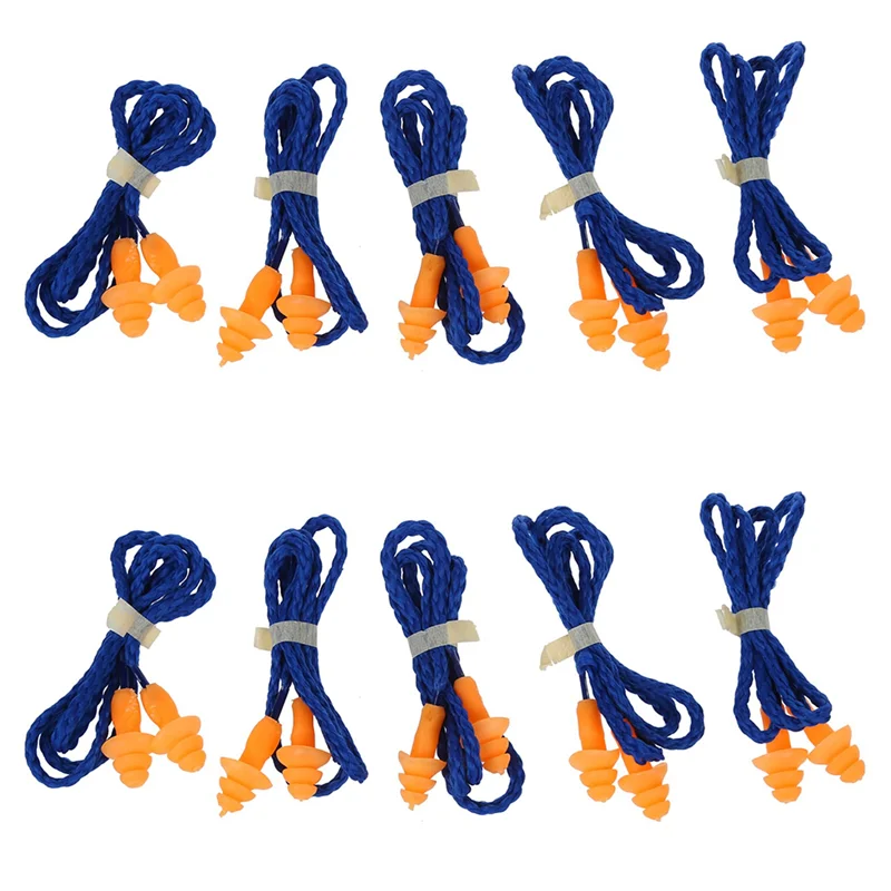 10 أزواج من سدادات الأذن المصنوعة من السيليكون الناعم على شكل شجرة ناعمة لحماية السمع-T34C