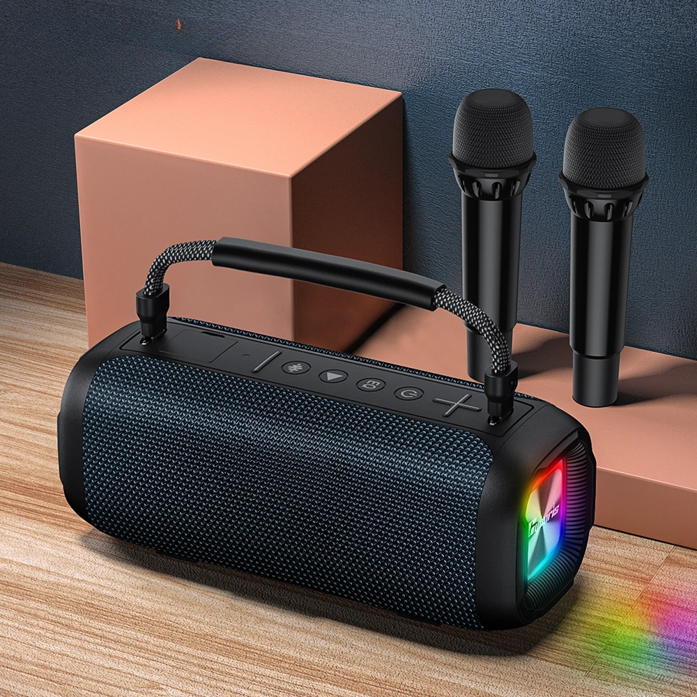 80W High-power Bluetooth Speaker Home Theater Karaoke Wireless Color Lights Outdoor Waterproof Subwoofer 10400mAh Battery New