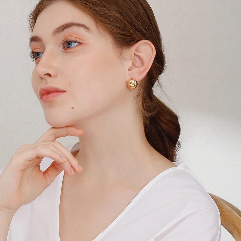 Peri'sBox 4 Designs Round Ball Geometric Earrings Textured Earrings for Women Star Earrings Basket Huggie Earrings 2019 image 3