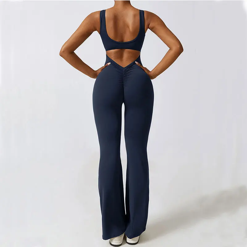 New One Piece Yoga Set Women Gym Training Sportswear Women Sports Rompers Stretch Female Push Up Workout Bodysuits Flared pants