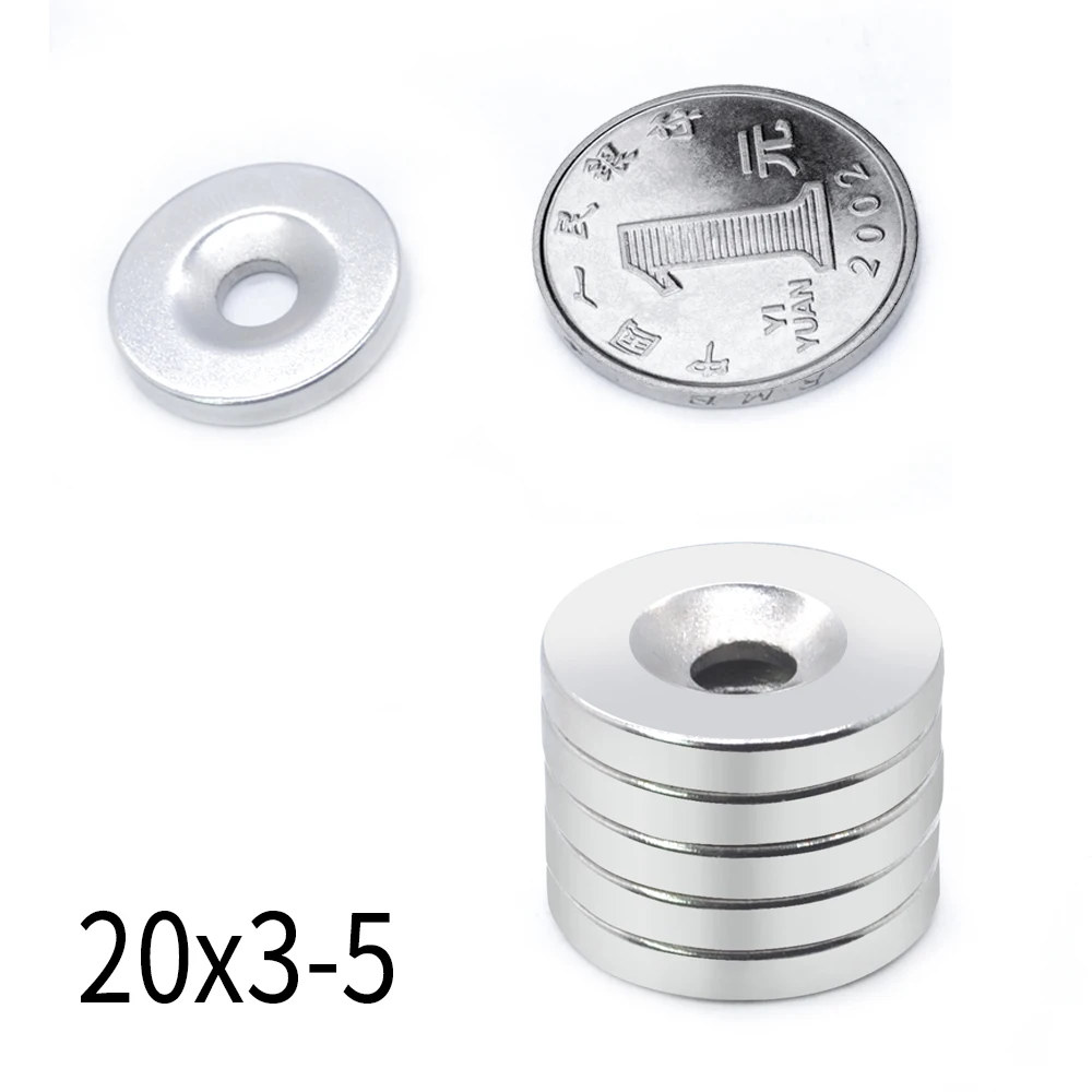 1~300Pcs Neodymium Magnet 20x5 20x3 Hole 5 N35 NdFeB Round Super Powerful Strong Permanent Magnetic imanes Disc 20*3 20*5 Hole 5