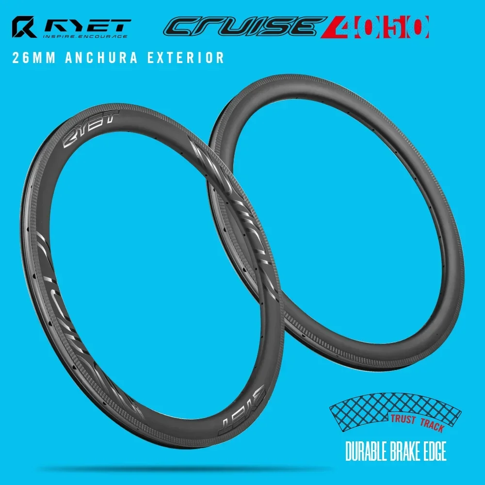 

RYET 40 мм 50 мм обод шоссейного велосипеда, тормозное колесо V-тормоз 700C, карбоновые диски Clincher, бескамерные готовые гоночные аксессуары для велосипедного велосипеда