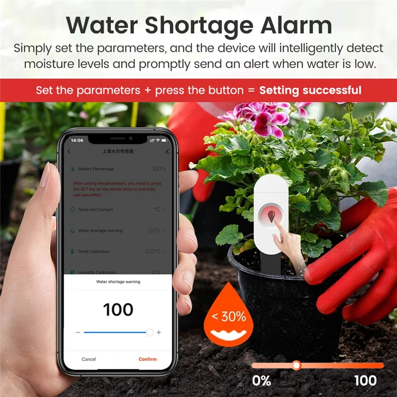 B92B-Zigbee Smart Soil Moisture Sensor 2-In-1 Bluetooth Moisture Meter And Temperature Tracker For Indoor Plants Gardening