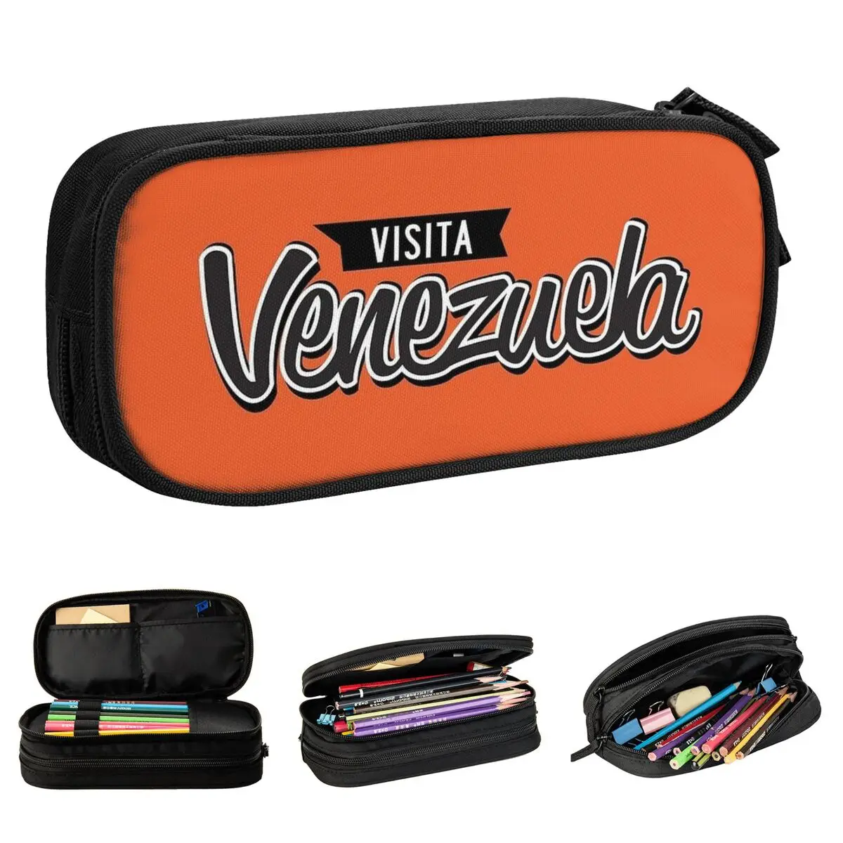 Venezuela Venezuelan Lettering Pencil Case Pencilcases Pen Box for Girl Boy Large Storage Bags Students School Gifts Stationery