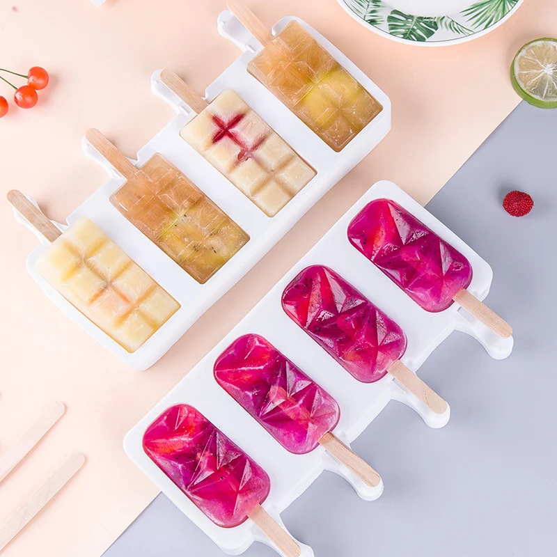 Ice Cream Molds Silicone Food Grade Ice Pop Cube Popsicle Mold With Sticks Dessert DIY Magnum Cake Mold Ice Cream Maker