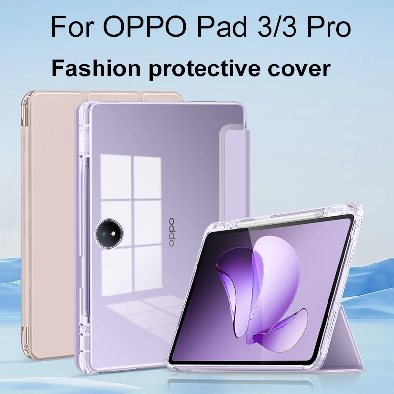 

Tablet protective case for Oppo Pad 3pro 12.1inch made of genuine leather foldable design without magnetic closure
