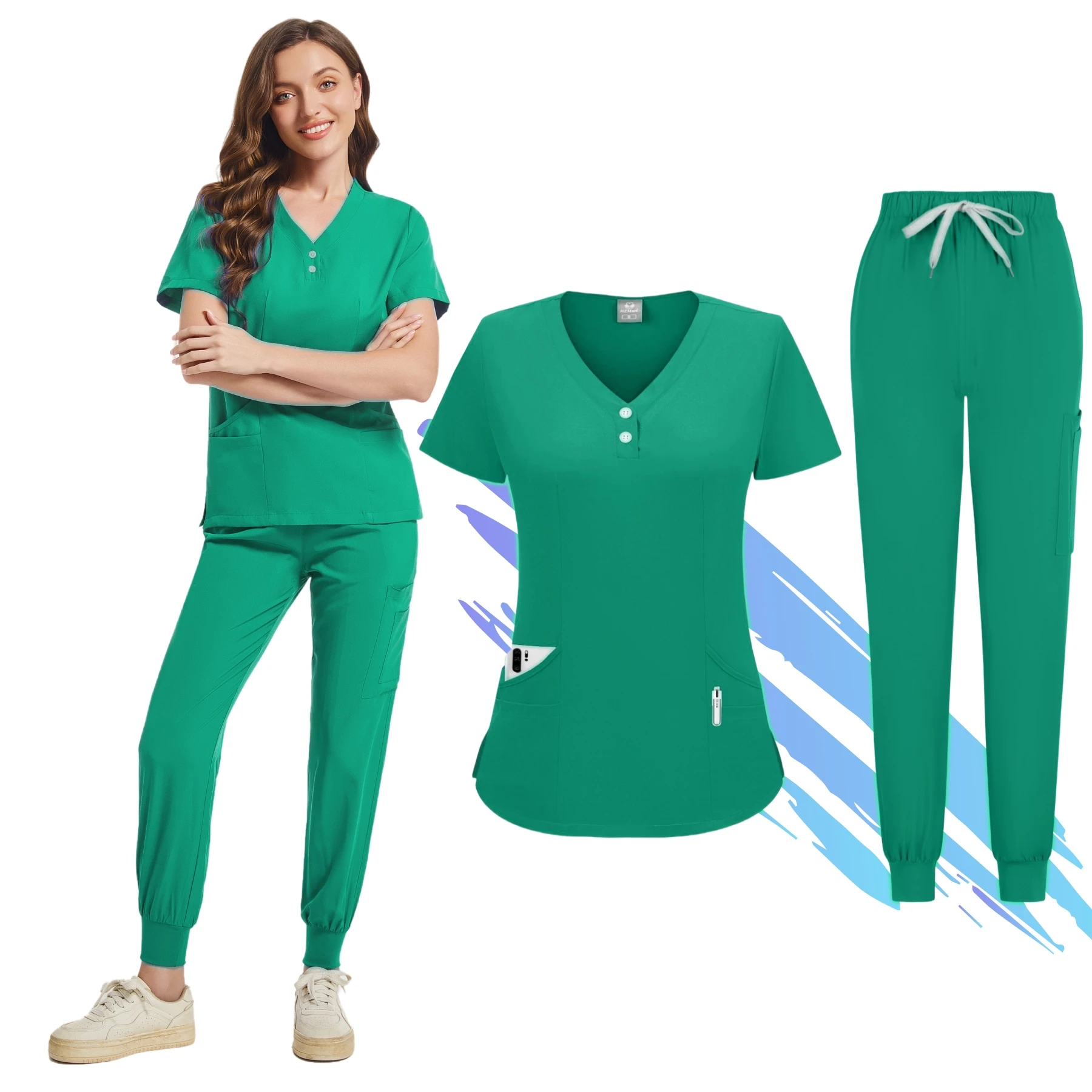 Scrubs Medical Uniforms Women Solid Color School Uniform Dental Clinic Surgery Set Beauty Salon Cleaning Work Clothes Wholesale