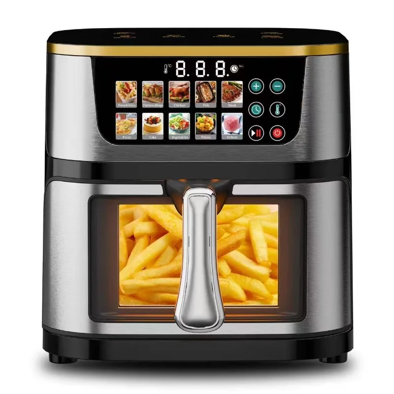 Multifunctional electric oven 10L capacity visual smart home automatic air fryer metal liner
