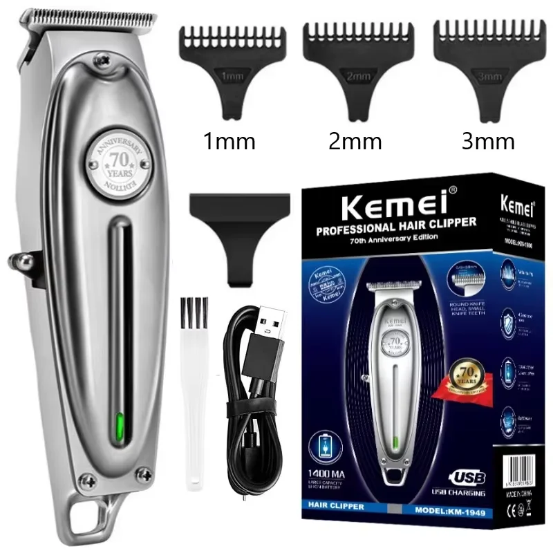 Kemei KM-1949 Pro elektrische kapper volledig metalen professionele tondeuse voor mannen baard tondeuse afwerking haar snijmachine