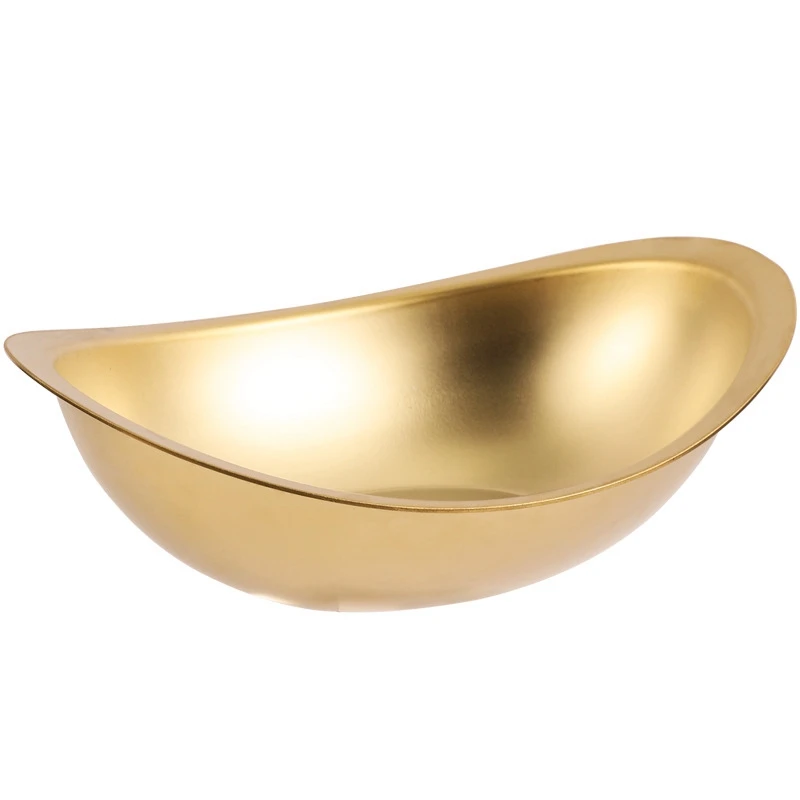 1 Piece Stainless Steel Golden Ingot Bowl Korean Salad Bowl Korean Cuisine Tableware M