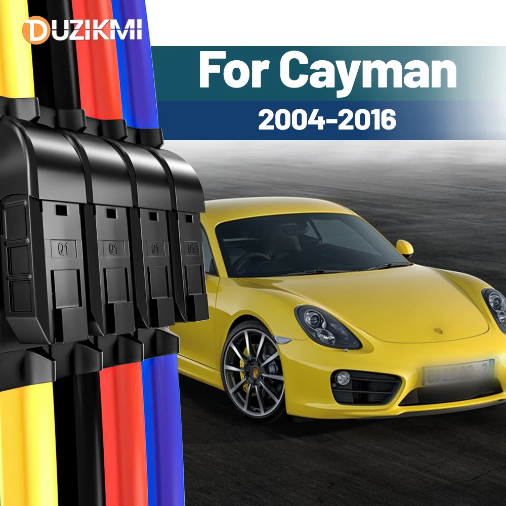 

For Porsche Cayman 987 981 2004-2016 2009 2010 2011 2012 2013 2014 2015 2pcs Front Windshield Windscreen Wiper Blades Red Blue