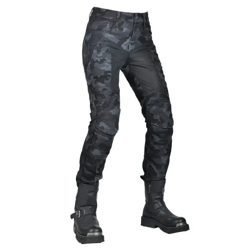 

Summer Breathable Mesh Biker Jeans, Camouflage Biker Slim Anti-Drop Pants