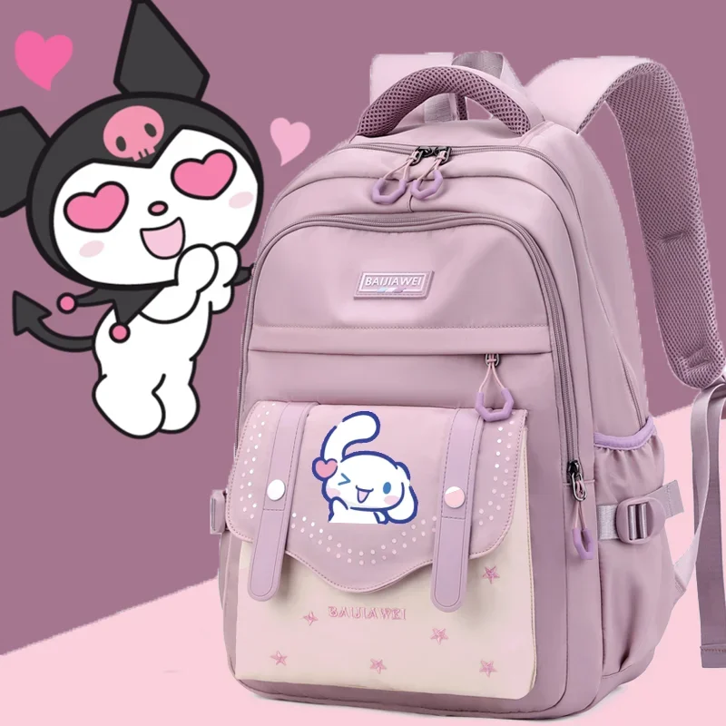 Sanrio Cinnamoroll Babycinnamoroll Bolsa de Escola de Grande Capacidade, Mochila de Grande Capacidade para Estudantes Masculinos e Femininos, Escola Secundária, Novo