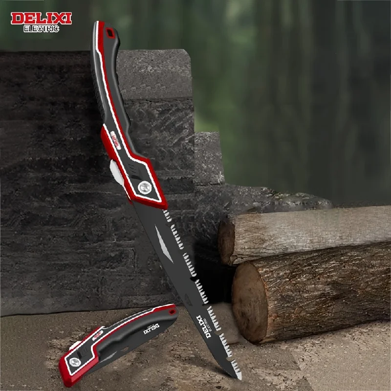 Folding Pruning Saw,Alloy Steel Sharp Triple Bevel Teeth Blade,One-Click Lock Portable Hand Saw for Tree TrimmingDELIXI ELECTRIC