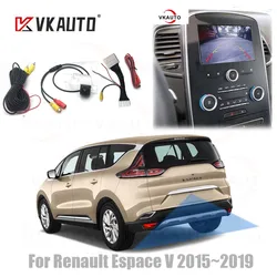 VKAUTO Fish Eye Rear View Camera For Renault Espace V 2015 2016 2017 2018 2019 HD For OEM Unit Adapter Cable Backup Parking CAM
