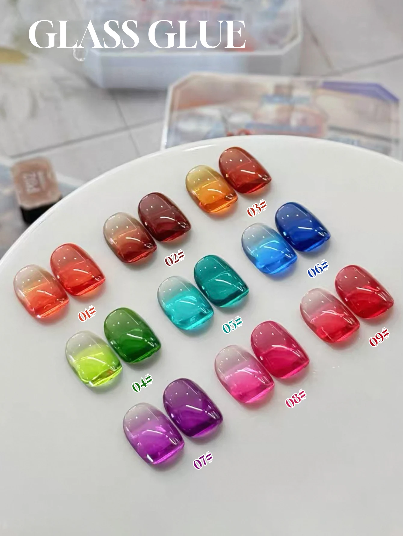 

1/9PCS2025 New Autumn and Winter Nail Salon Set Ice Transparent Candy Glass Rainbow Color Overlay Crystal Cat Eye GelNail Polish