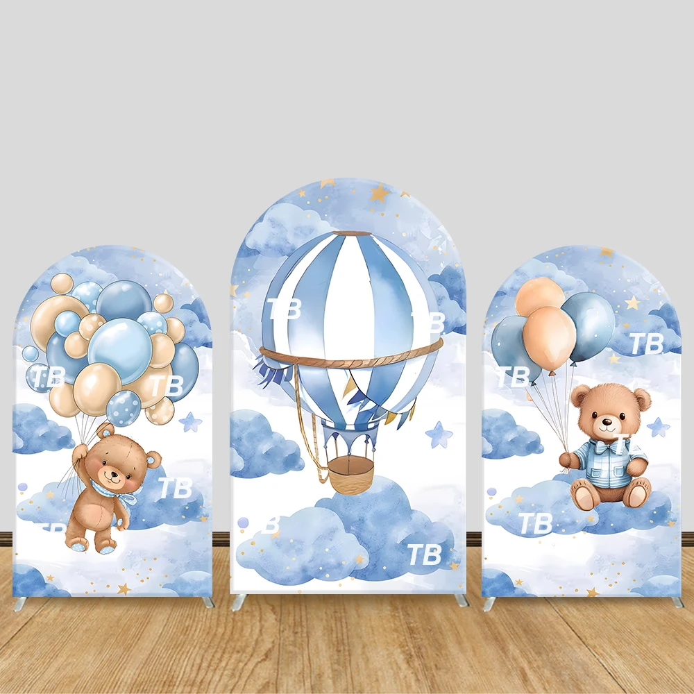 

Bear & Hot Air Balloon Arch Backdrop Cover Cloud Theme Party Decor Photo Booth Background Baby Shower Supplies