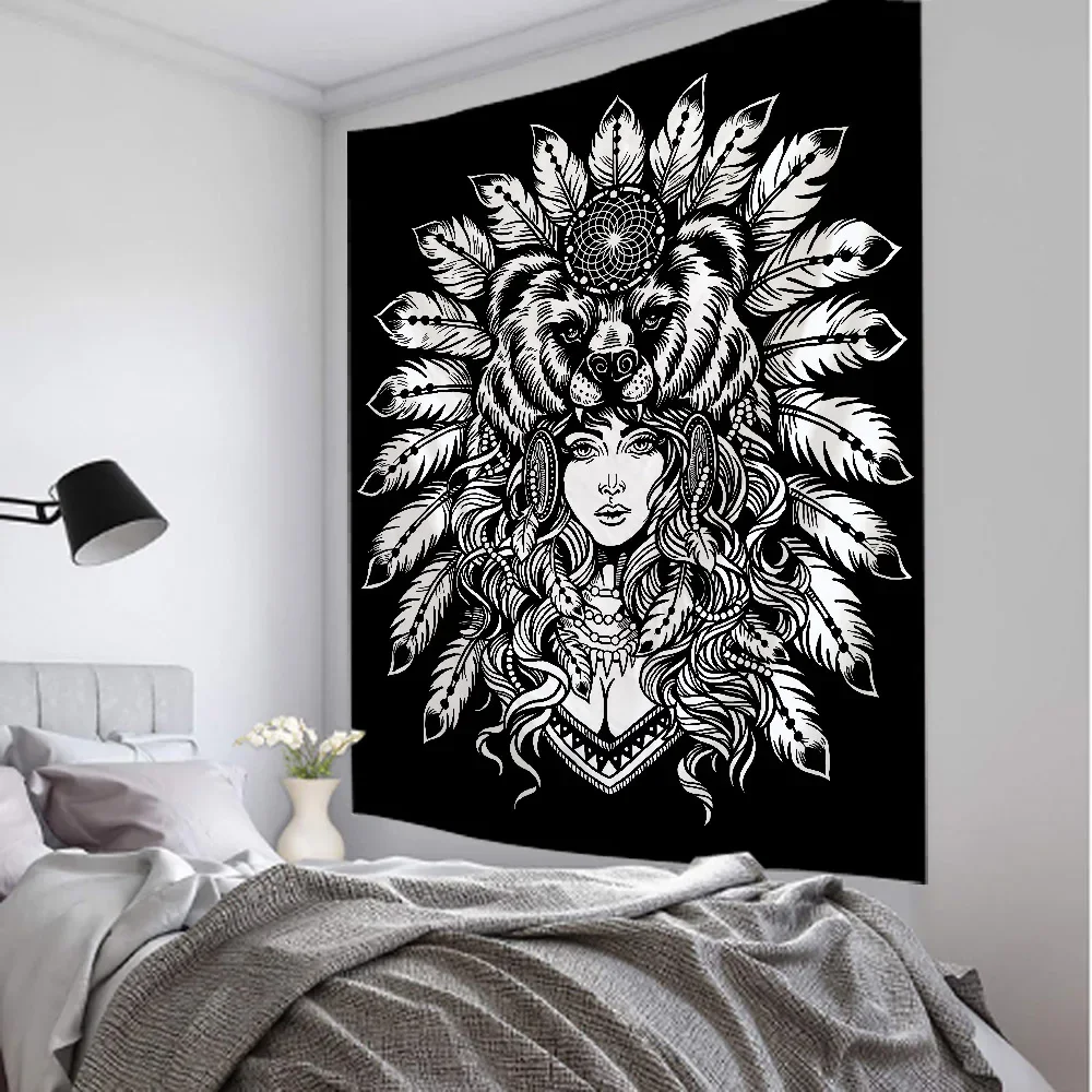 Psychedelic character skull print tapestry wall hanging living room bedroom dormitory wall decoration poster background cloth