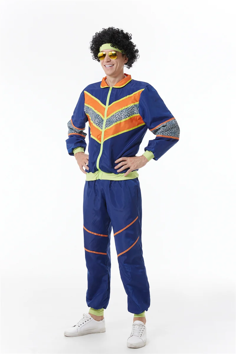 Man 70's 80's Hippies Disco Kostuums Cosplay Volwassen Hippies Dans Outfits Feest Sportkleding Verkleden