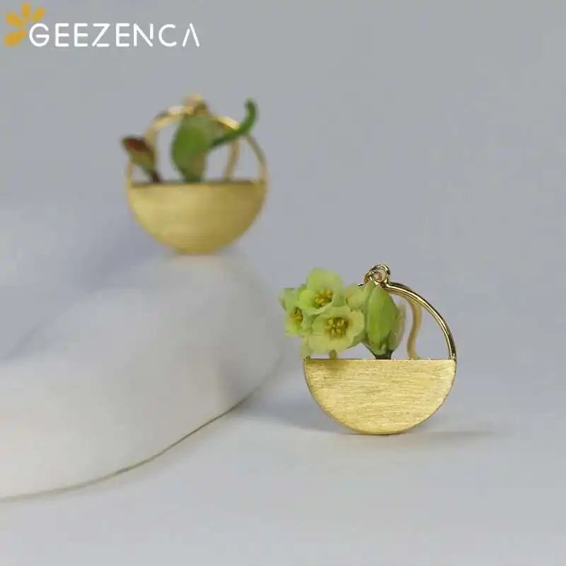 GEEZENCA 925 فضة زهرة المنتقى لتقوم بها بنفسك أقراط للنساء التصميم الأصلي لا ثقب كليب القرط دون النباتات #3