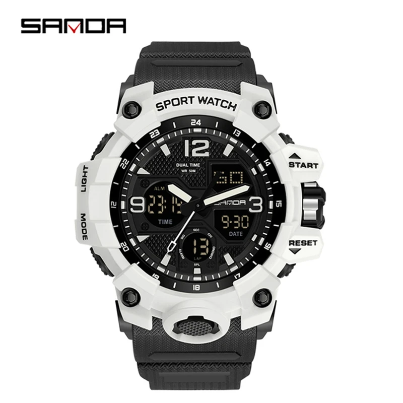 SANDA 6030 942 Luxury Digital Lover Watches Fashion Silicone Waterproof Clock Sports Electronic Couple Wristwatch For Men Women