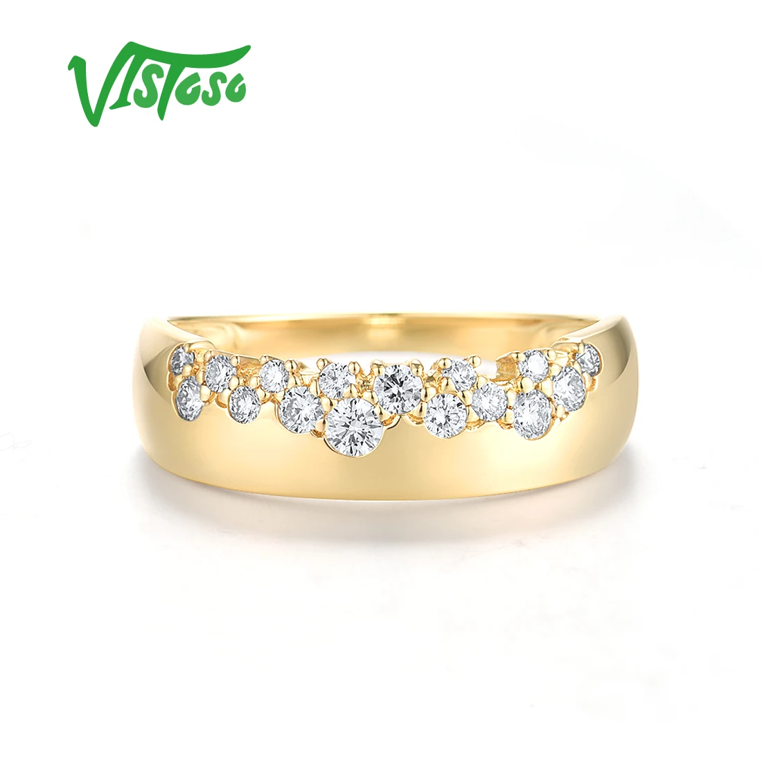 VISTOSO Authentic 14K 585 Yellow Gold  Rings For Women Sparkling Diamond Luxury Wedding Engagement Anniversary Fine Jewelry Set