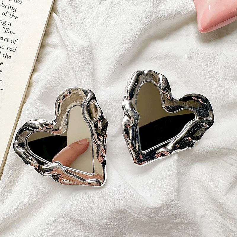 Korea Silver Heart Grip Tok Mirror Luxurious Finger Holder Griptok Mobile Stand Cellphone Support Smart Phone Accessories