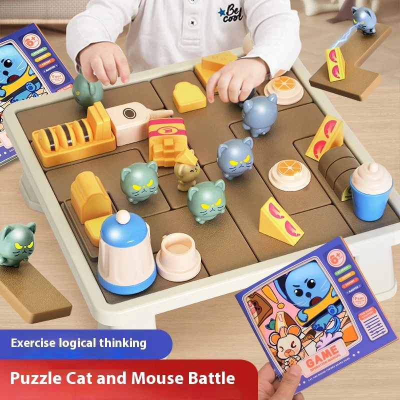 Giochi da tavolo da battaglia per gatti e topi Set da tavolo da gioco per la casa dei cartoni animati festa in famiglia giochi da tavolo interattivi