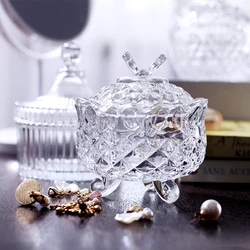 European-style Crystal Glass Candy Jar with Lid Storage Jar Home Living Room Dried Fruit Jar Snack Jar Jewelry Storage Jar