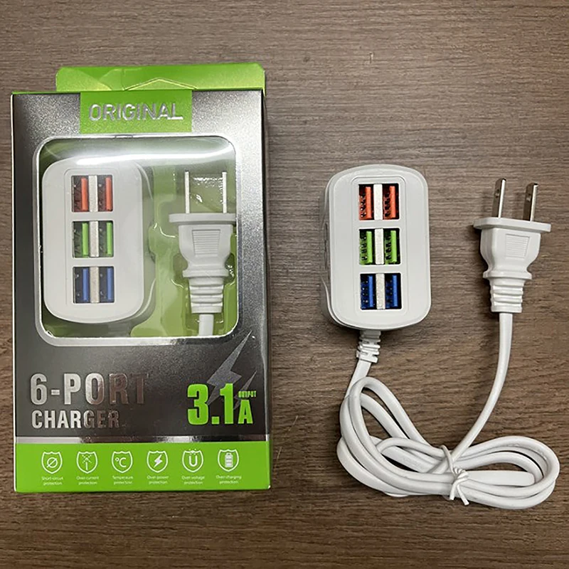 Phone Charger USB Power Strip Multifunctional Quick Charging 6 Ports USB Mini Extension Socket HUB Splitter