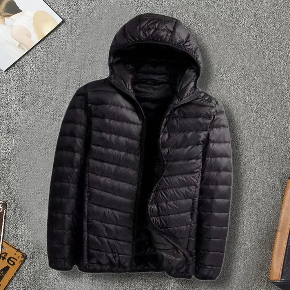 Abrigo de algodón con cremallera para hombre, chaqueta acolchada con puño elástico, Color sólido, ropa de calle