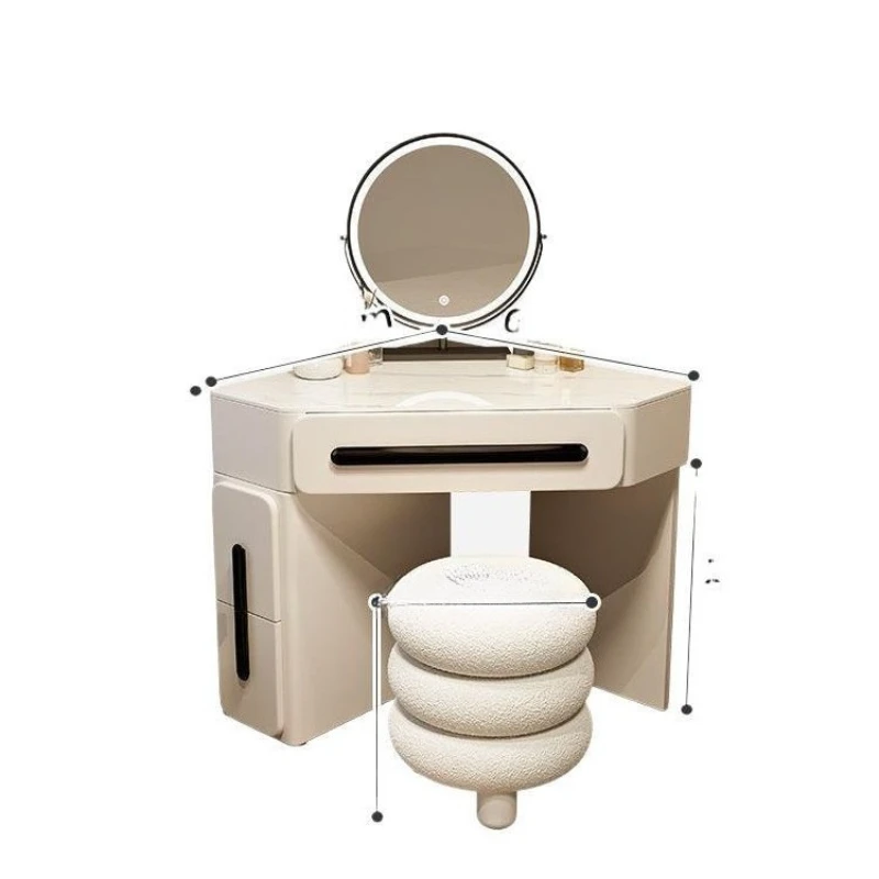 

Corner dresser bedroom small chest storage integrated solid wood triangular corner makeup table bedside